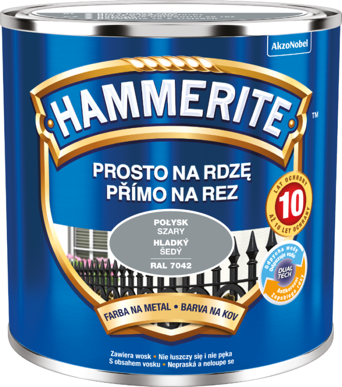Hammerite  Prosto Na Rdzę  Szary połysk 0,25L