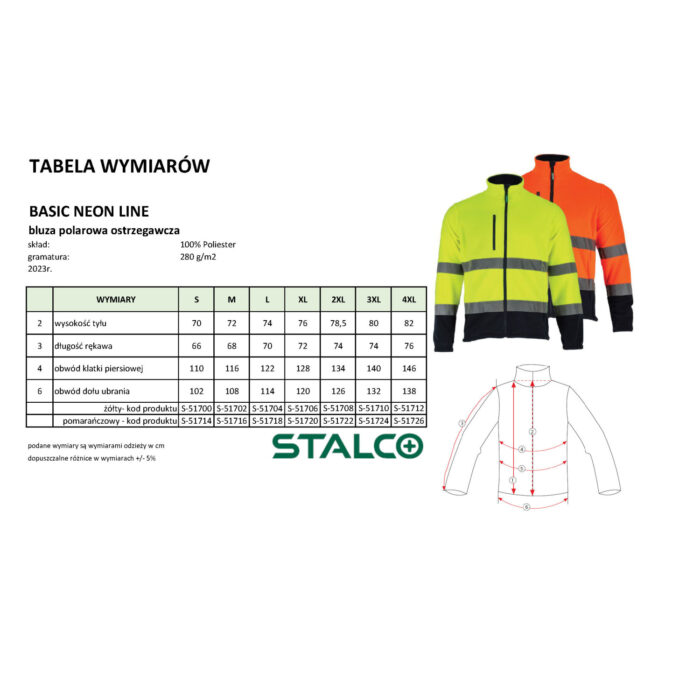 Bluza Polarowa Ostrzegawcza BASIC NEON LINE  XXL    S-51722 - obrazek 2