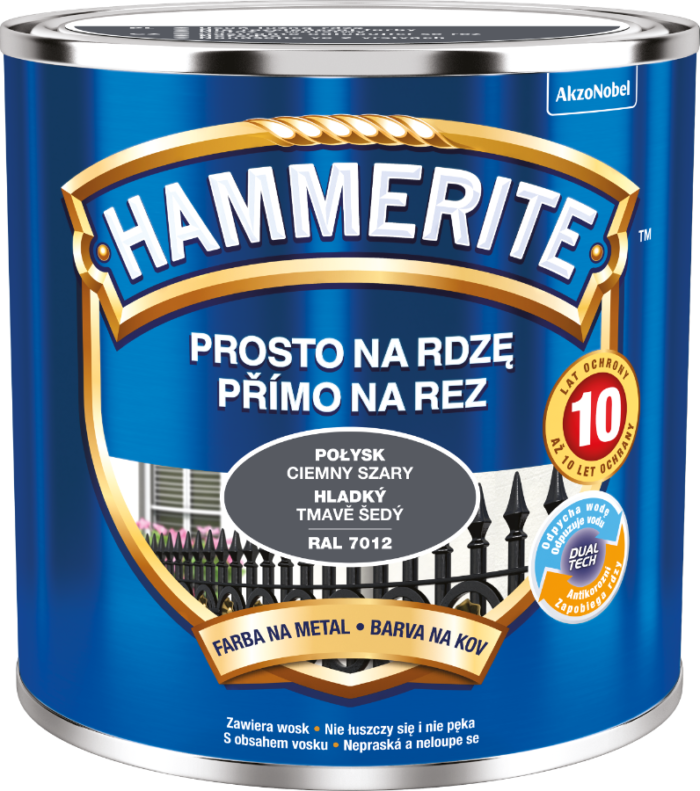 Hammerite  Prosto Na Rdzę  Szary ciemny połysk 0,25L