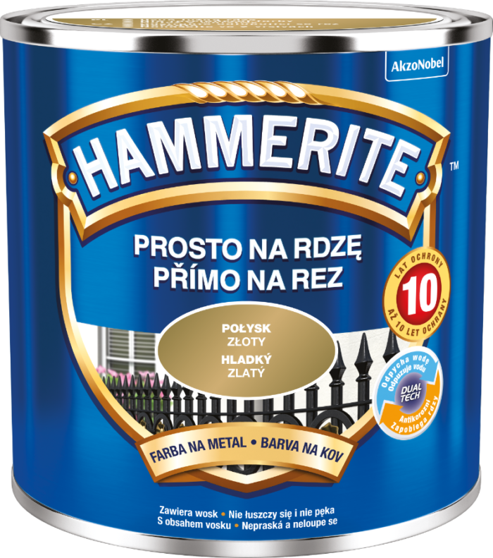 Hammerite  Prosto Na Rdzę  Złoty połysk 0,25L