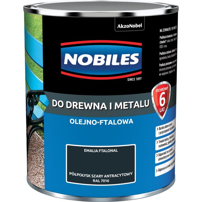 Nobiles Ftalonal  Szary Antracytowy ral-7016 Półpołysk 0,7L