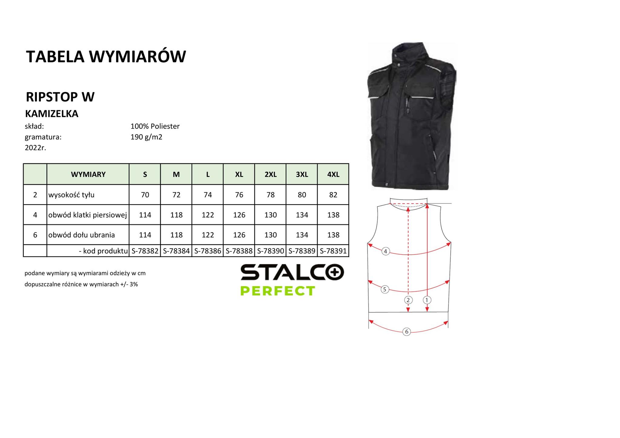 Kamizelka ocieplana męska RIPSTOP V Czarna XL Stalco Perfect S-78388 - obrazek 3