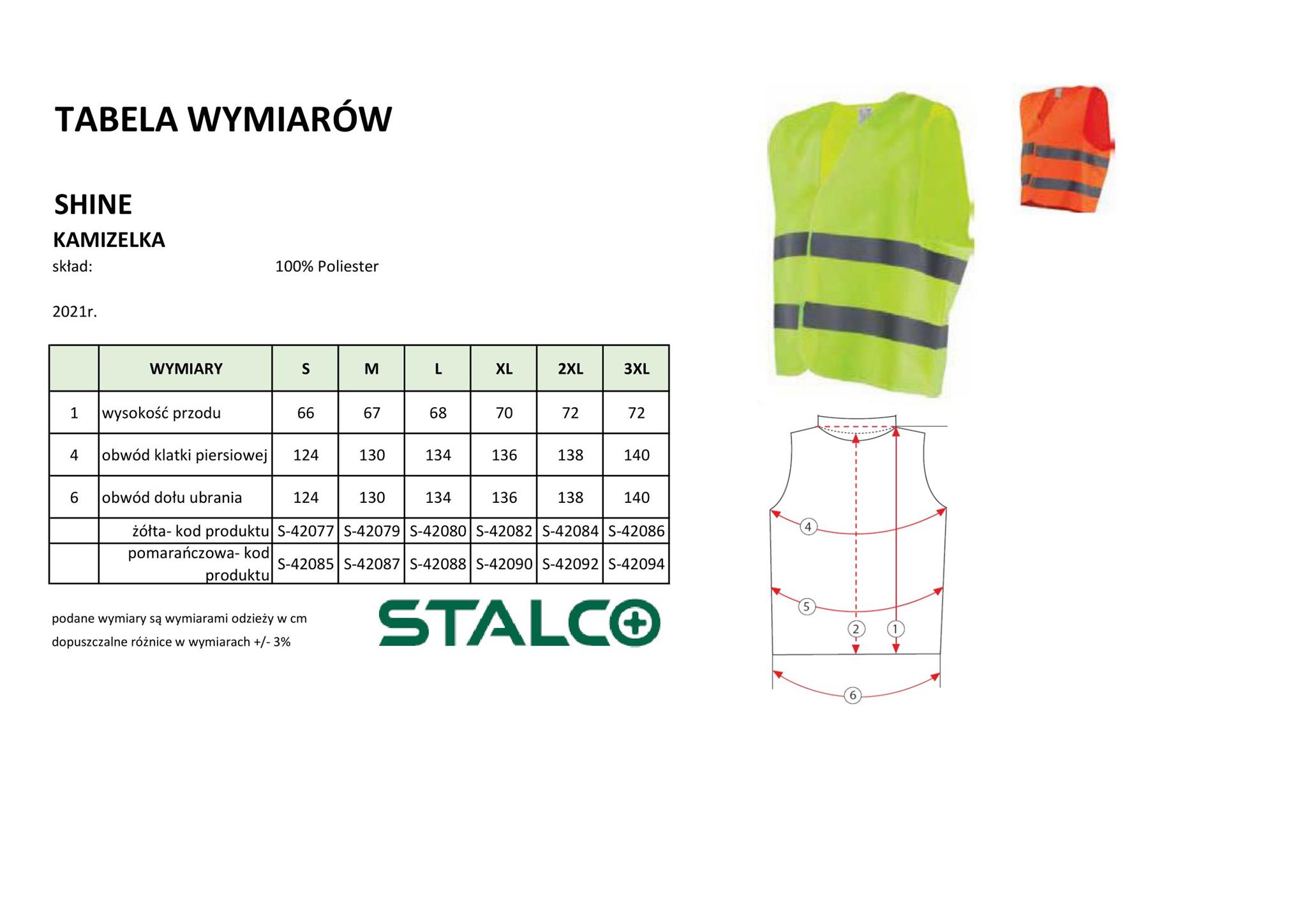 Kamizelka ostrzegawcza SHINE Pomarańczowa S Stalco S091042085 - obrazek 3