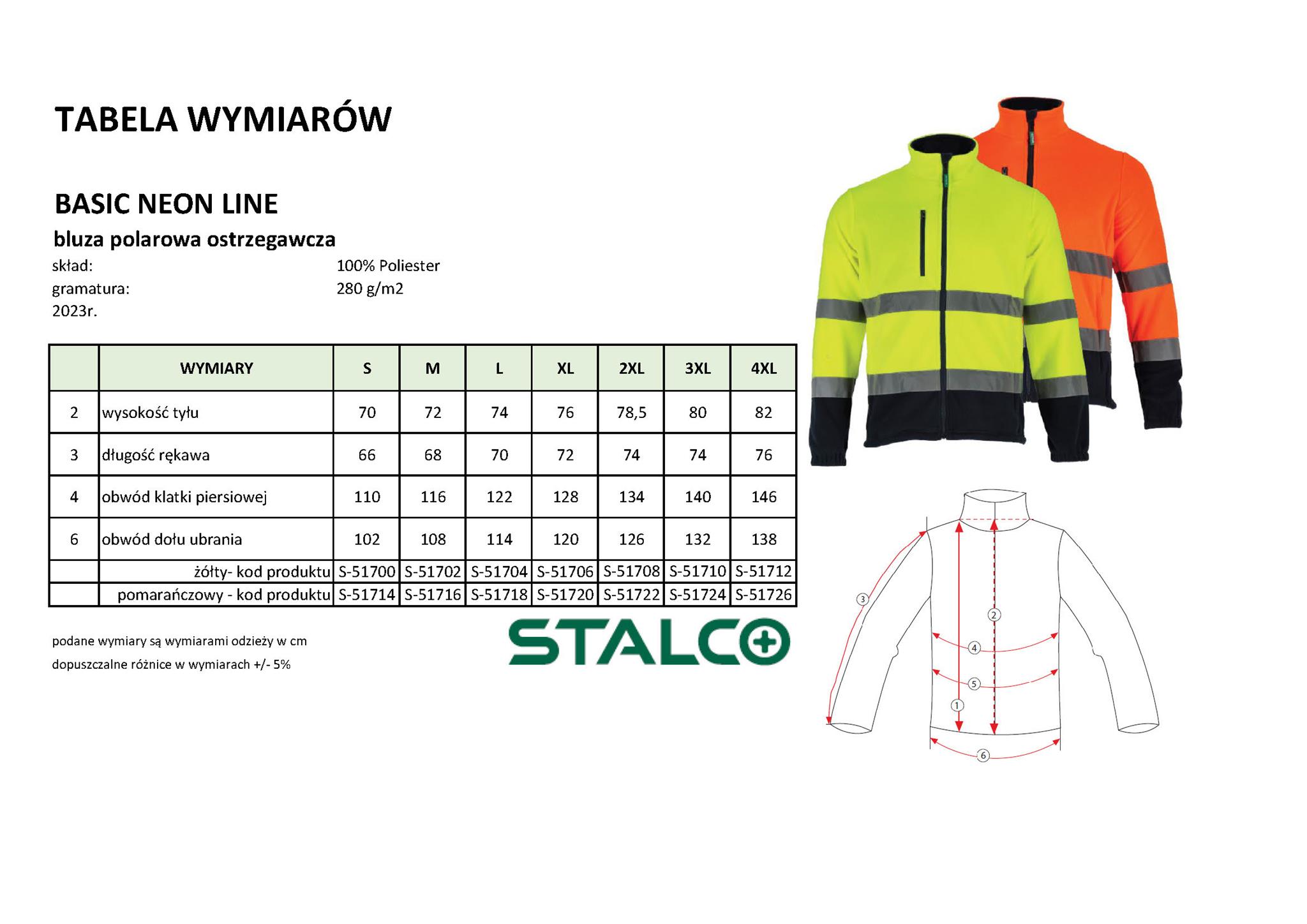 Bluza Polarowa Ostrzegawcza BASIC NEON LINE Pomarańczowa Rozm. L S-51718 - obrazek 4