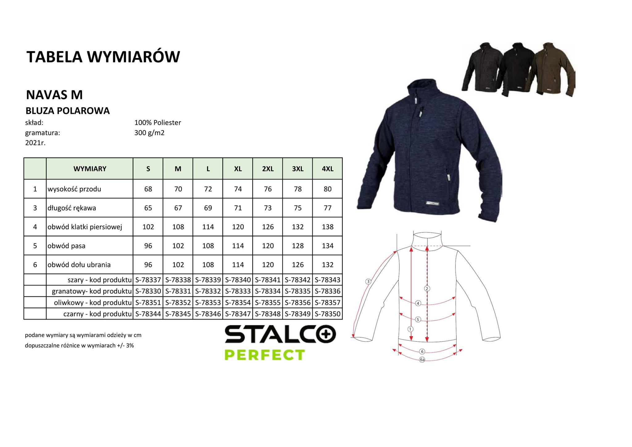 Bluza polarowa męska NAVAS M Szara Rozm. M Stalco Perfect S-78338 - obrazek 2