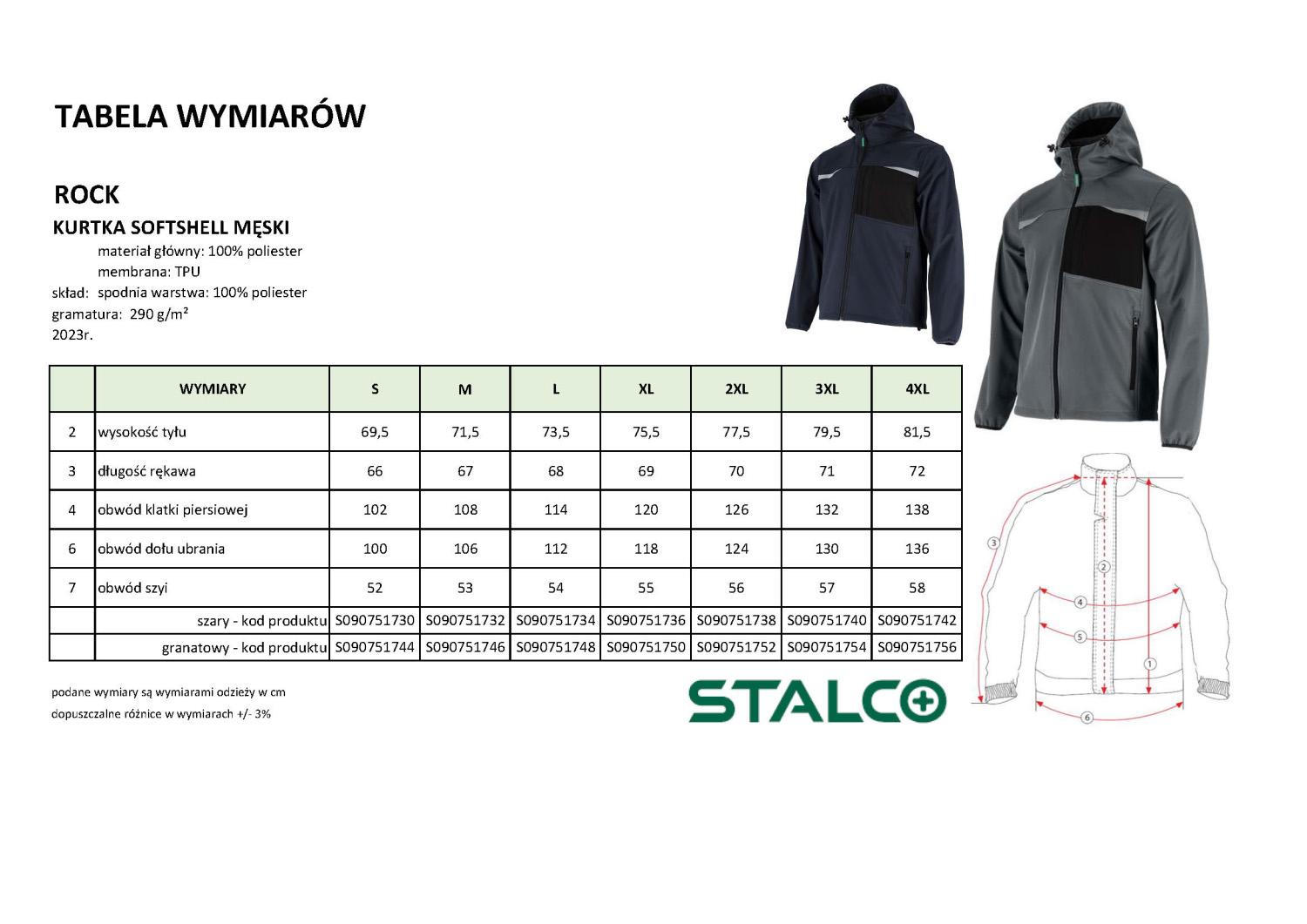 Kurtka softshell Męska ROCK Szara Rozm. L Stalco S-51734 - obrazek 2