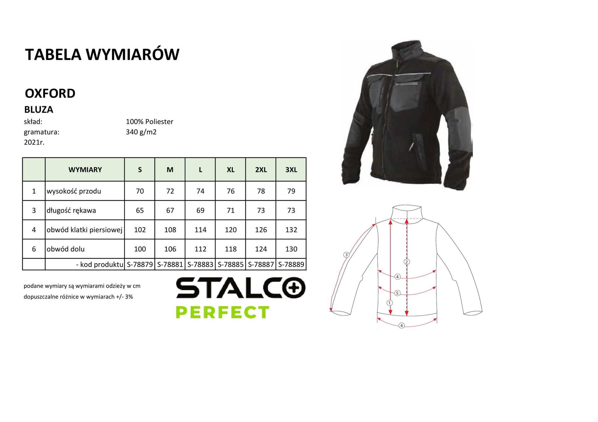 Bluza polarowa OXFORD Czarna Rozm. XXL Stalco Perfect S-78887 - obrazek 3