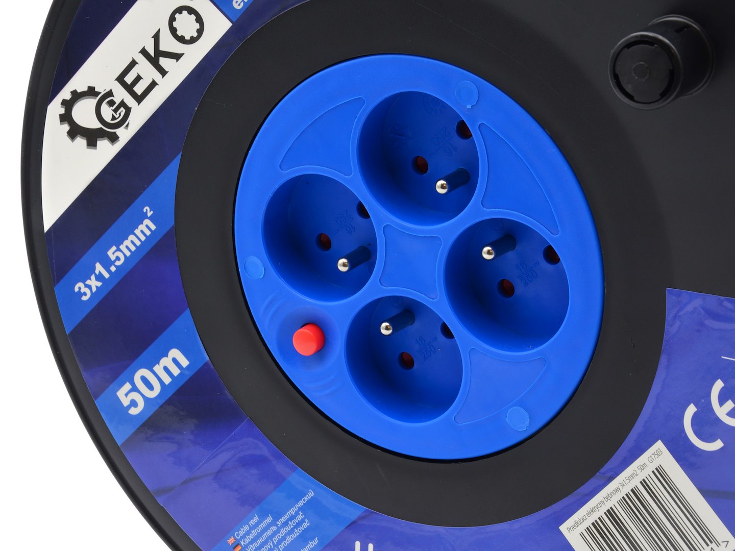 Przedłużacz elektryczny bębnowy 3x1,5mm2 50m GEKO G17503 - obrazek 3