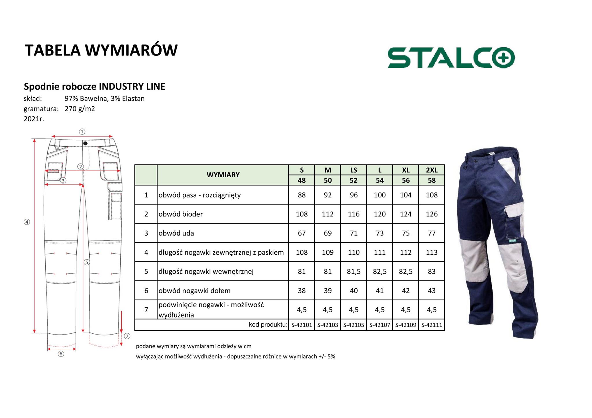 Spodnie robocze INDUSTRY LINE Granatowe Rozm. LS Stalco S-42105 - obrazek 3