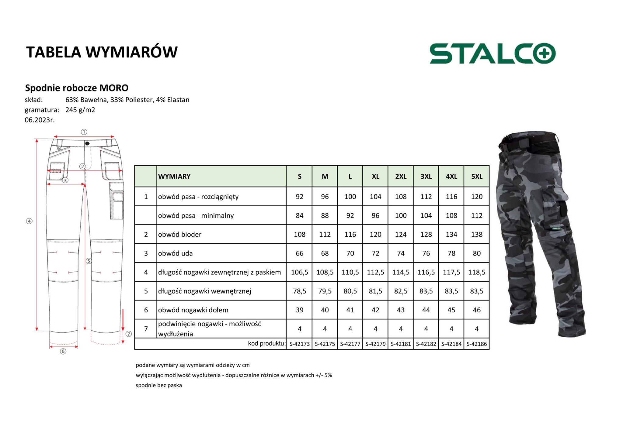 Spodnie robocze MORO Szare Rozm. M Stalco S-42175 - obrazek 2